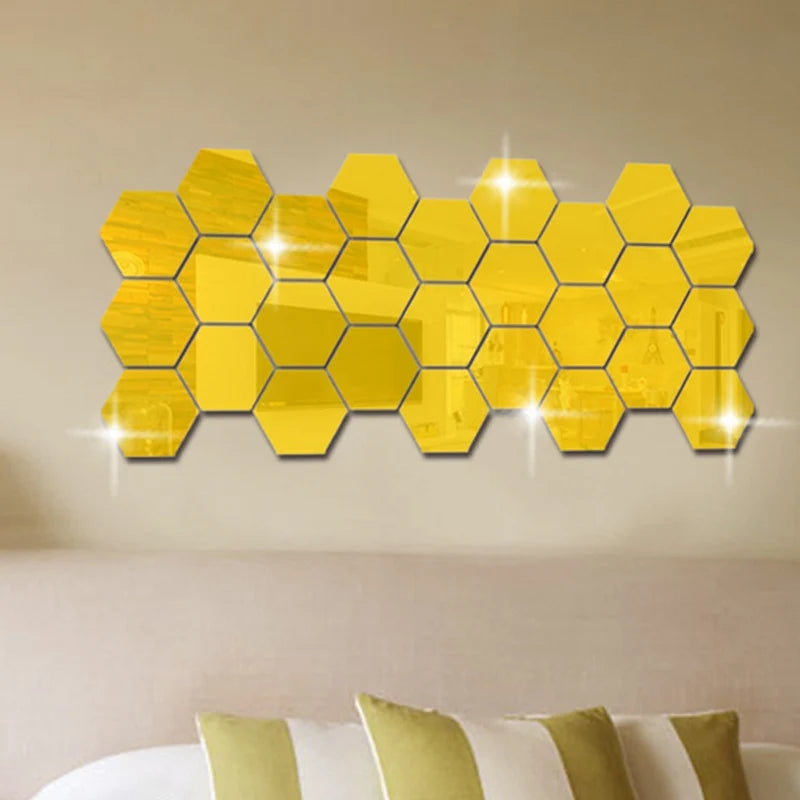 Hex Mirror Wall Art Set
